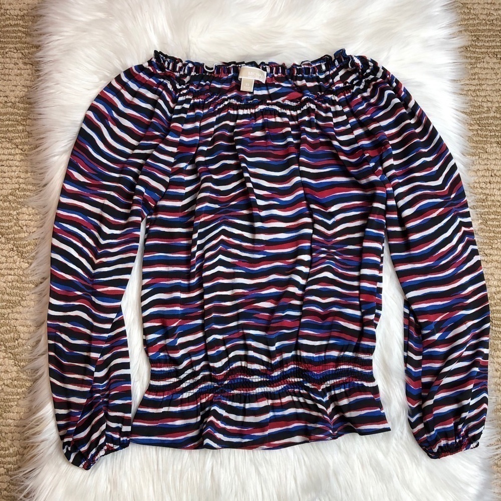 - Michael Kors Red White Blue striped Top size XS‎